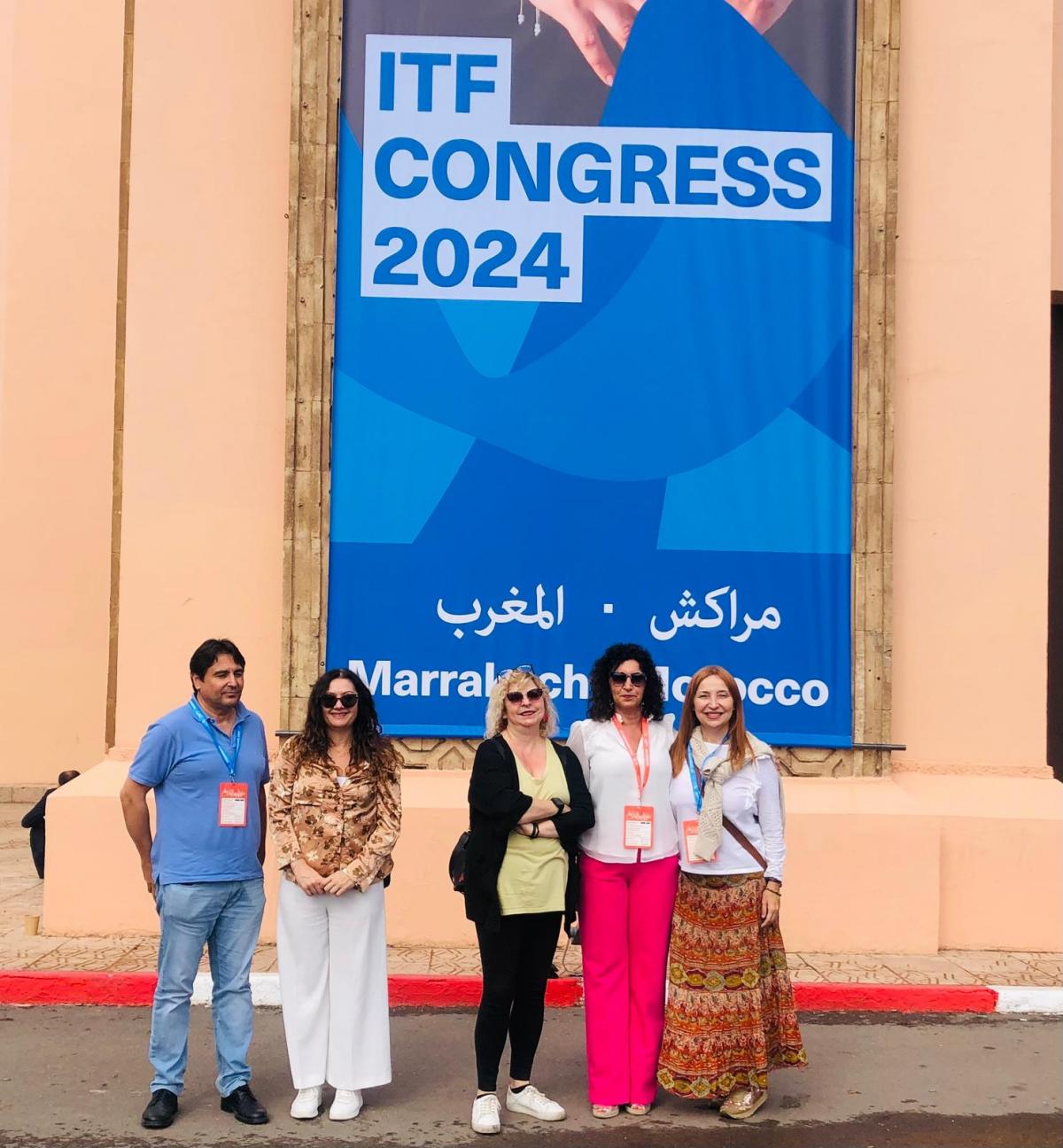 Nuestra Secretaria General, Paloma Gallardo, y nuestra Responsable de Internacional, Noem Cuerdo, durante el Congreso de la ITF en Marrakech