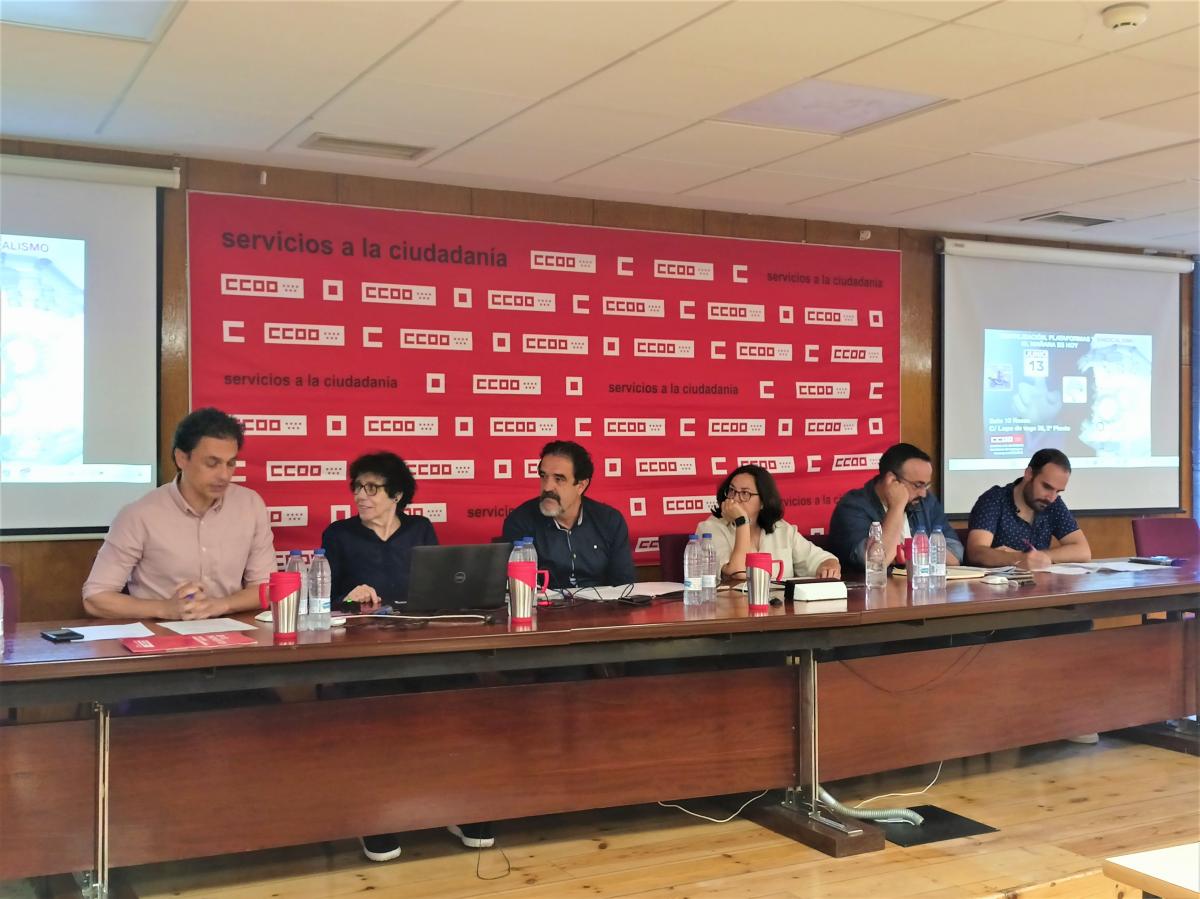 Jornada sobre digitalizacin, plataformas y sindicalismo, celebrada en la FSC de CCOO de Madrid.