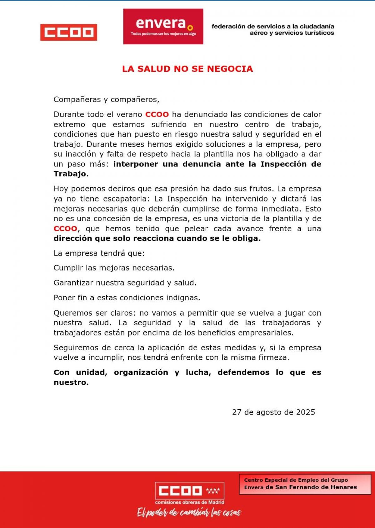 Comunicado ENVERA